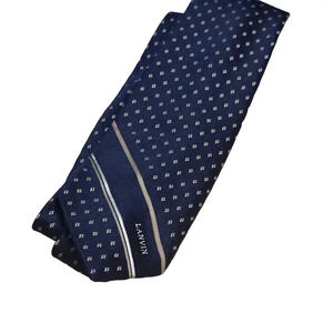 Lanvin New York Paris Dot Pattern Navy Blue Neckwear Tie